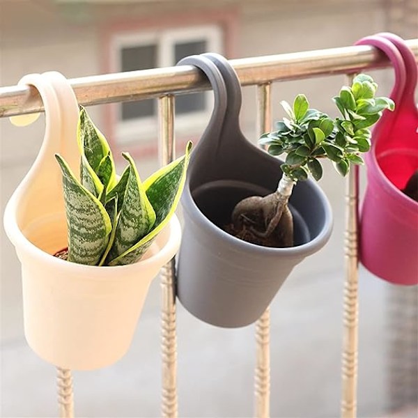 Hängande Planteringskrukor Hängande Planteringskrukor med Hängare Växt Blomkrukor Väggmonterad Hink Krukväxter Korg Inomhus Hemträdgård Balkong Dekoration Hängande F