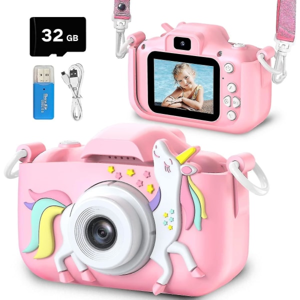 Kids Camera Toys For 3-8 Year Old Girls,children Digital Video Camcorder Camera With Unicorn Soft Silicone Cover