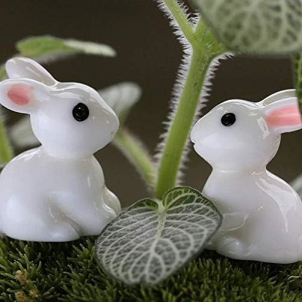 Miniatyr Djur Miniatyr Figurer Fe Trädgård Miniatyr Mossa Landskap DIY Terrarium Hantverk Prydnad Tillbehör för Heminredning (Kanin, Paket med 50)