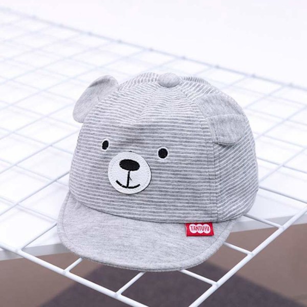 Justerbar sommer baby caps blød bomuld tegneserie bjørn print drenge piger udendørs casual baseball cap sol hat 1