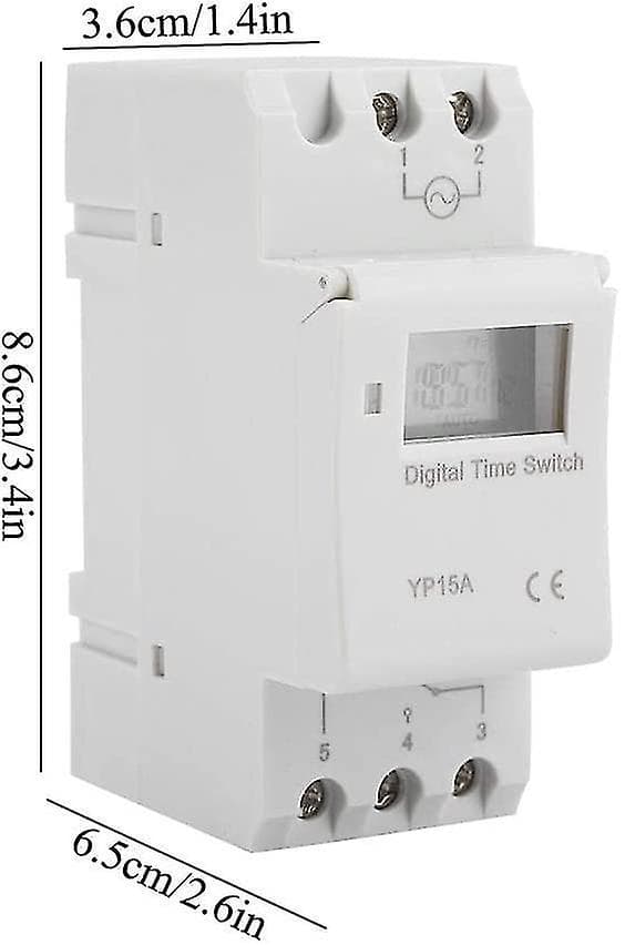 15A DIN-skinneprogrammerbar bryter med digital LCD-programmerbar tidsrelé (AC220V)