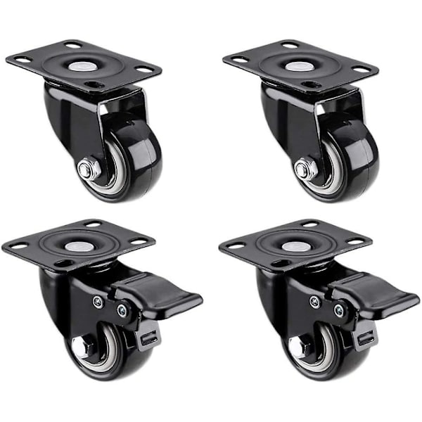Casterhjul, Mobile Caster Mute Leje Gummi Vognhjul Med Bremse Heavy Duty