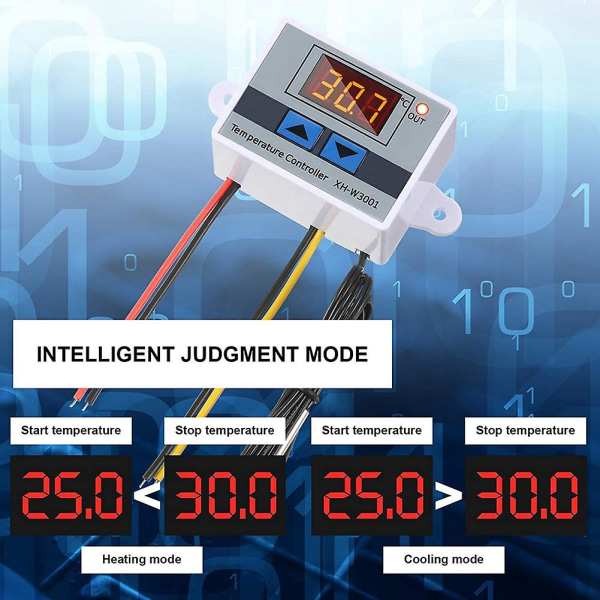 4 stk. Xh-w3001 Digital Temperaturregulatormodul Termostatkontakt Vandafvisende Sonde Elektronisk Th