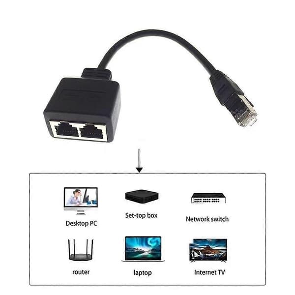 Ethernet Splitter RJ45 1 han til 2 hun LAN Ethernet Kabel Splittere Kabler