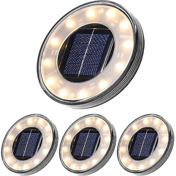 Led Solcelle Gulvlampe 4 Pak, 12 Leds Solcelle Udendørs Belysning, Vandafvisende Ip68, Gadelys Lys, Nedgravet Lys Til Sti Have Terrasse Haveplæne