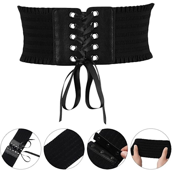 Kvinnor Stretch Spänne Korsett Bälte Dam Bred Tassel Elastisk Hög Midja Klänning Bälte Rosett Midjeband Tillbehör (Färg : C, Storlek : 1)