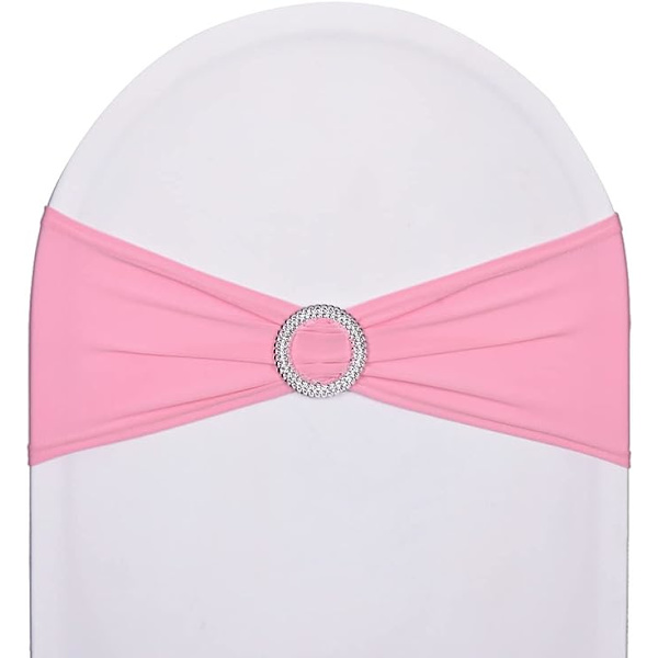 10 stk. Pink Stretch Stolestol Bånd Elastiske Monterede Stolebetræk Spandex Bånd med Spænde til Brudebruser Bryllupsfest Dekoration Fødselsdag