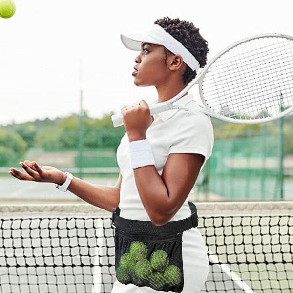 Tennisboll midjeväska | Tennisbollshållare Justerbar midjeväska för tennisboll, svettsäker Oxford-tyg, mesh Pickleball T