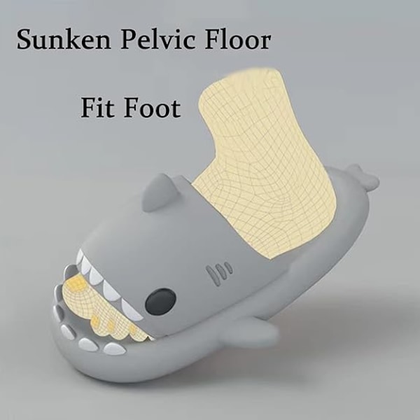 Tegneserie Haj Flip Flops, Skridsikre Tykke-Sålede Strand Flip Flops, Hurtigtørrende Sjove Pool Sandaler grey 42/43