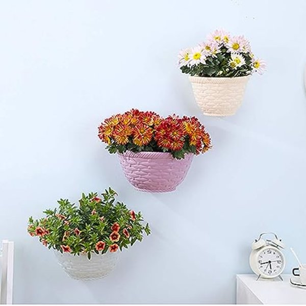 2 st Vägghängande Planter Vävd Blomkorg Staket Hängande Kruka för Inomhus Utomhus Räcke Staket Balkong Trädgård Heminredning Storlek S