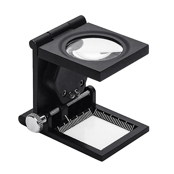10x Vikbar 2 LED-Ljus Förstoringsglas Förstoringsglaslins Skala Peka Loupe