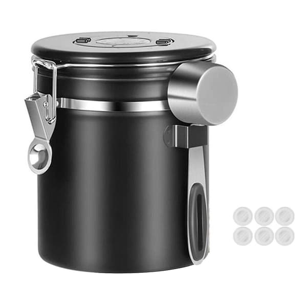 Kaffebeholder, 1,5 l Kaffebeholder Envejs CO2-ventil med datoafmærkning, til opbevaring af te, kaffe