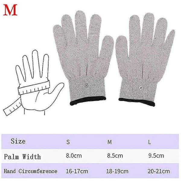 1 par ledende sølvfiber-elektrodehandsker til elektroterapi-massage, fungerer også som puder M