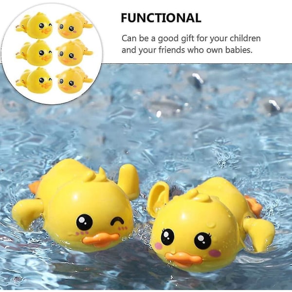 6 stk Float Duck Baby Badelegetøj Mini Ducky Animal Wind Up Clockwork Legetøj Bruser