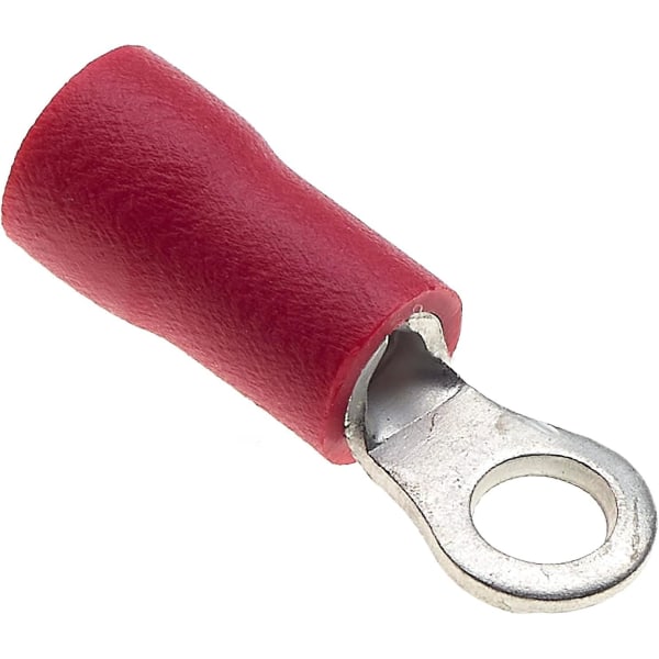 Ringkrympeterminal - pakke med 100, rød, 3,2 mm, 25a, 22-16 Awg - Krympekoblinger, fortinnet kobberkonnektorer, isolerede R