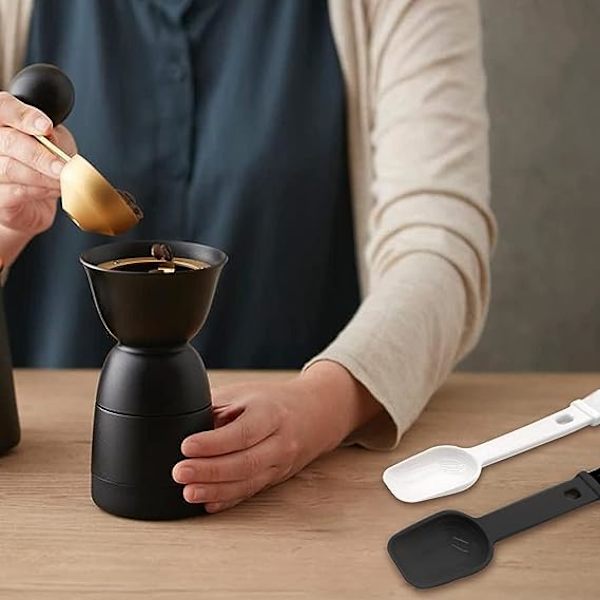 Kaffeskje med espressokvernbørste 4 STK 2 i 1 børste for rengjøring av espressomaskiner og skoping av tepulver, kaffeverktøy for barista hjemme kjøkken