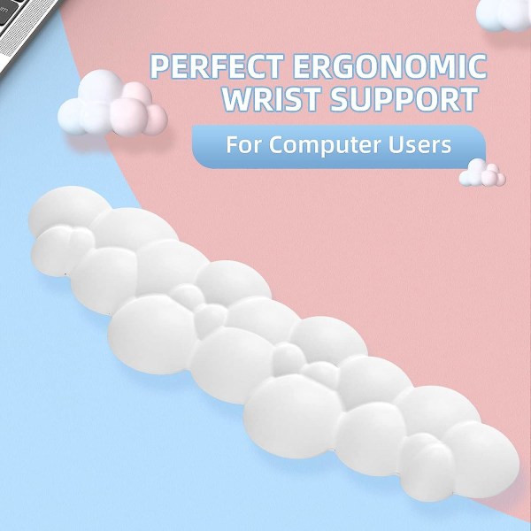 White Tkl Wrist Rest Keyboard, Ergonomic Cloud Wrist Rest Arm Rests For Wrists Pu High Density Memory Foam With Non-slip Base Easy