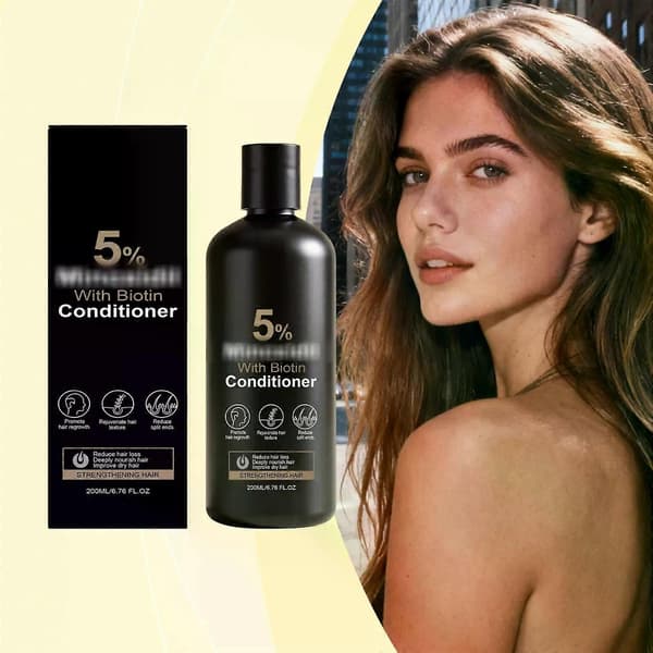 5% Balsam för Hårväxt, Biotin, Ginseng & Ingefära - Stöder Tjockare, Fylligare Hår - Hårbottenvårdsformula för Män & Kvinnor 200ml 3PCS