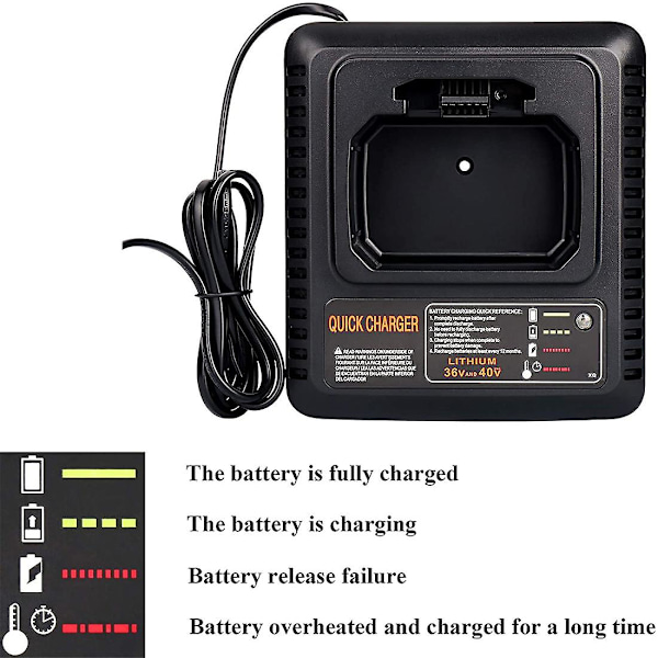 LCS36 LCS40 Batterilader for Black and Decke 36V 40V Max Lithium- Batteri LBXR36 LBX36 LBXR2036
