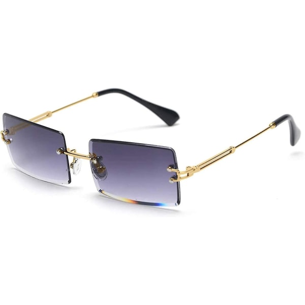Kantløse rektangelsolbriller for kvinner/menn Ultralett metallinnfatning Briller Mote Square Uv400 Unisex-briller