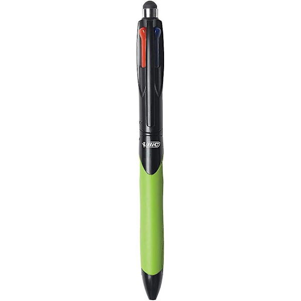 3 x Bic 4-värikuulakärkikynää, ergonomiset otteet ja kynä, 0,4 mm kärki, musta, sininen, punainen ja vihreä musteväri (oem-pakkaus)