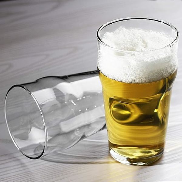 Pintglas, 19oz Brittiska Öl Glas, Klassiska Hantverksöl Glas, Premium Öl Glas Tumlare Set om 4, Pub Öl Glas, Unik Design Öl Glas Ea