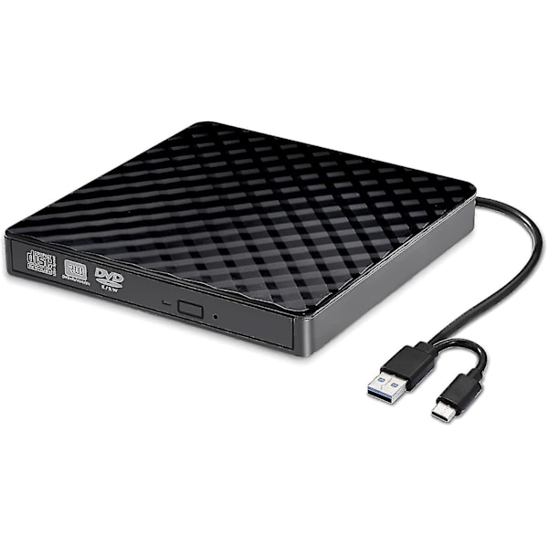 Extern DVD-brännare med USB 3.0, Kvadratmönster, Bärbar Optisk Enhet för Laptop, Extern Recorder