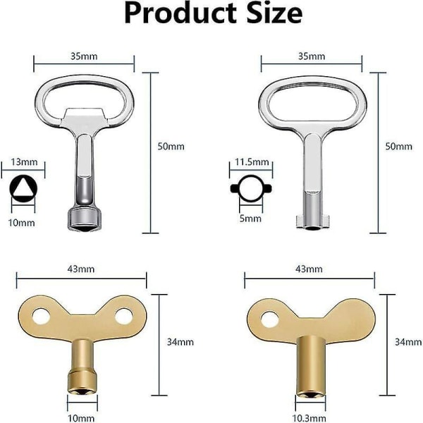 Ways Multifunksjonsnøkkel 6 deler, Trekantnøkkel Kranbryternøkkel Universal Kryssnøkkel Hovednøkkel, For Vannmålere Radiatorer Gassmålere El