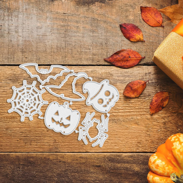 Halloween Utskjæringsdør, Halloween Metall Edderkopp Flaggermus Gresskar Mønster Dørkutter DIY Håndverk Karbonstål Preget Mal for Papir Ca