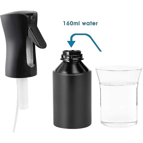 Hårsprayflaska, kontinuerlig vattentom Mister Sprayflaska - 160 ml tomma sprayflaskor (svart)