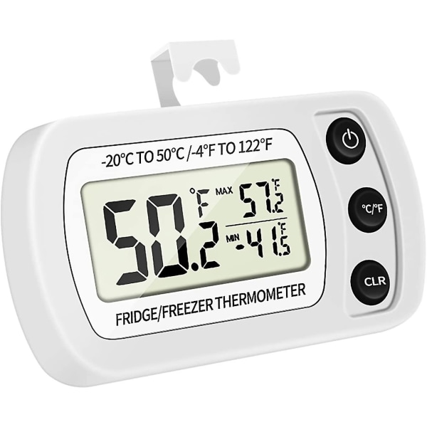 Kyl- och frystermometer, Ipx3 Vattentät Digital Termometer för Minikylskåp och Frys med Haken, LCD D