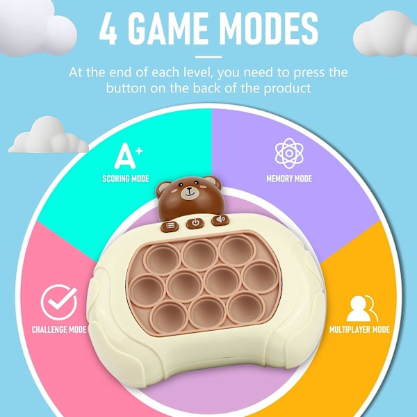 2 stk. Popping Game Controller, Hurtig Push Sensorisk Fidget Legetøj til Børn (Bjørn)（Astronaut）
