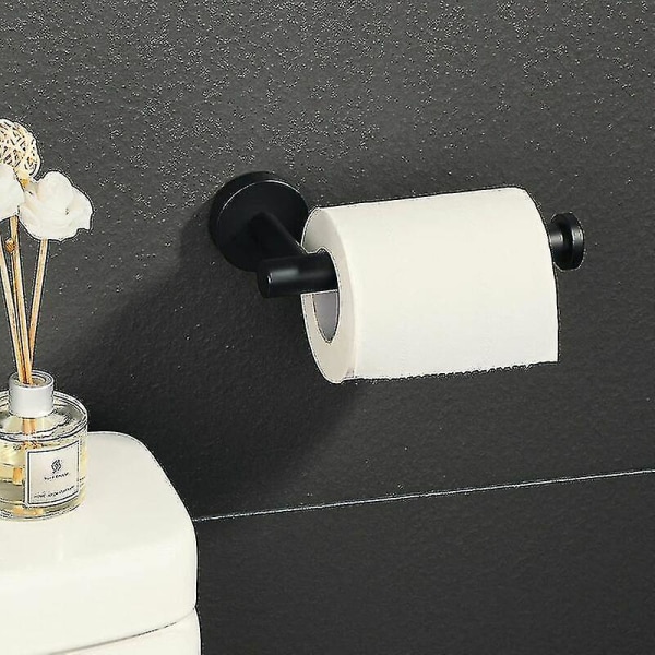 Väggmonterad toalettpappershållare 304 rostfritt stål toalettpappershållare polerad finish, svart