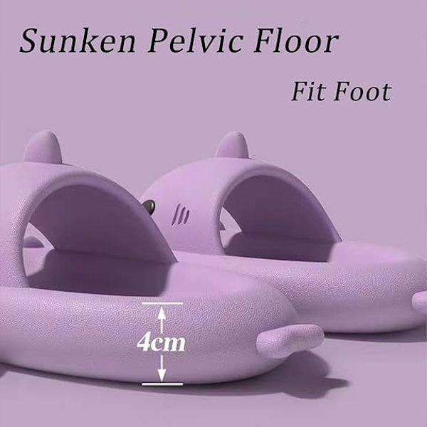 Cartoon Shark Flip Flops, halkfria tjocka sulor strand Flip Flops, snabbtorkande roliga pool sandaler Purple 38/39