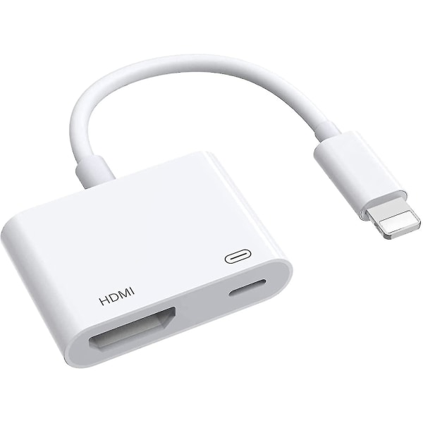 HDMI Adapter til iPhone, 1080p Digital AV Adapter til iPhone til TV, Plug & Play Forbindelse Kompatibel med iPhone 12/11 /x /xr /xs /7p/8p