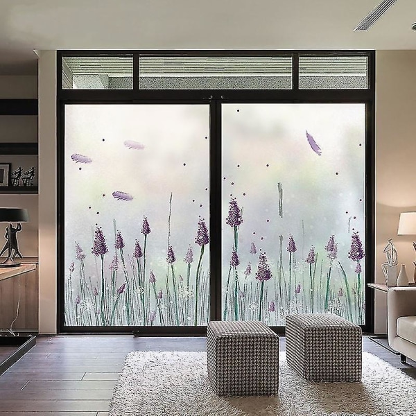 Egendefinert størrelse Statisk klamre glassklistremerke Lavendel Dekorativ hjemmevinyl Personvern Vanntett frostet farget vindusfilm