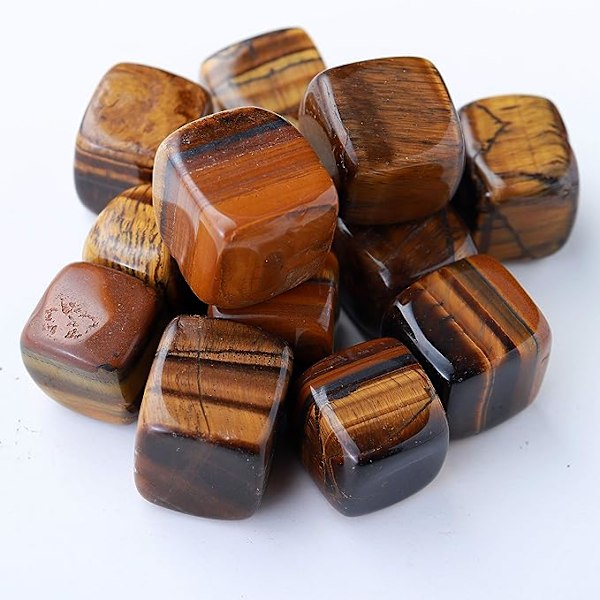 Naturlige Tigerøje Krystal Tumbled Stene 0,78\" Poleret Cube Krystal Kvarts til Chakra Meditation Balance Reiki Energi Ædelsten Hjem Dekoration Wicc
