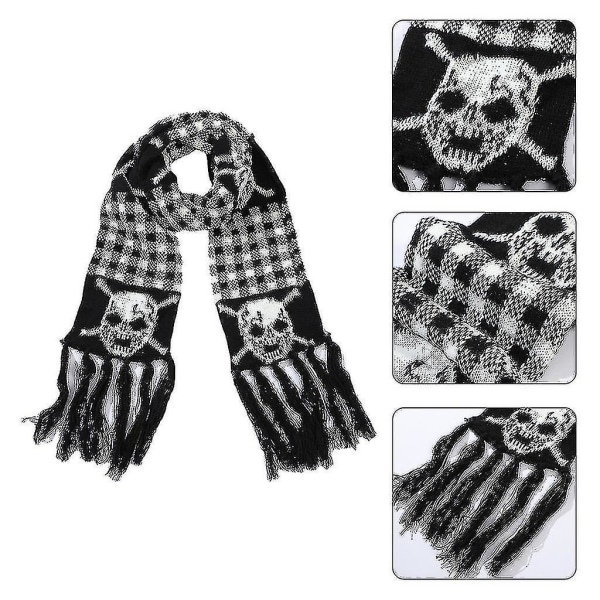 Stickad Scarf Vinter Skull Crossbones Vinter Scarf För Män Kallt väder