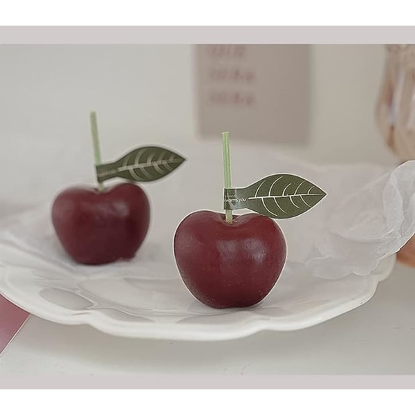 Kirsebærformet duftlys, 4 STK 75 G sød frugtaroma sojavoks dekorativt lys til bordfotorekvisit Fødselsdagsgave, præfekt til meditation Stress R