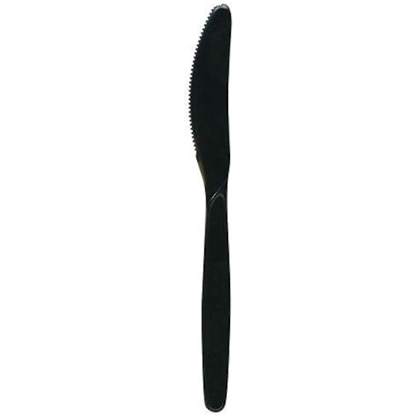 200 stk. Premium Sort Plastikbestik | 100 Gaffler + 100 Knive | Genanvendeligt Robust Plastikbestik til Fester, Hverdag