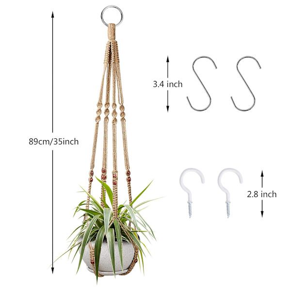 2023 - Blomsterpottenetpose Boho Håndvævet Bomuldstov Hængende Kurv Plantehave Hængende Sling