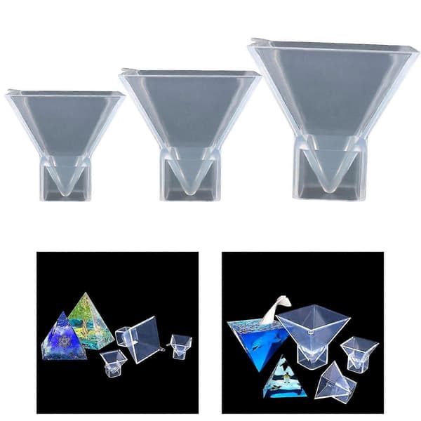 3x Klar Pyramide Silikoneform Resin Støbeform Diy Epoxy Krystalværktøj