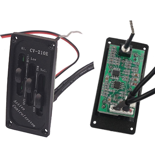 1 Sæt Elektrisk Violin Fiddle Silent Eq Piezo Pickup Forforstærker Strengeinstrument Dele Sort