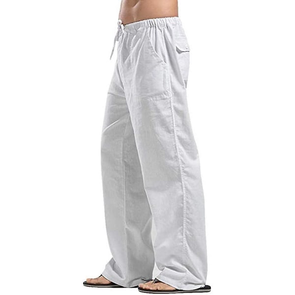 Casual Linen Trousers, Men's Cotton Trousers, Plain Harem Trousers, Baggy Leisure Trousers,2XL