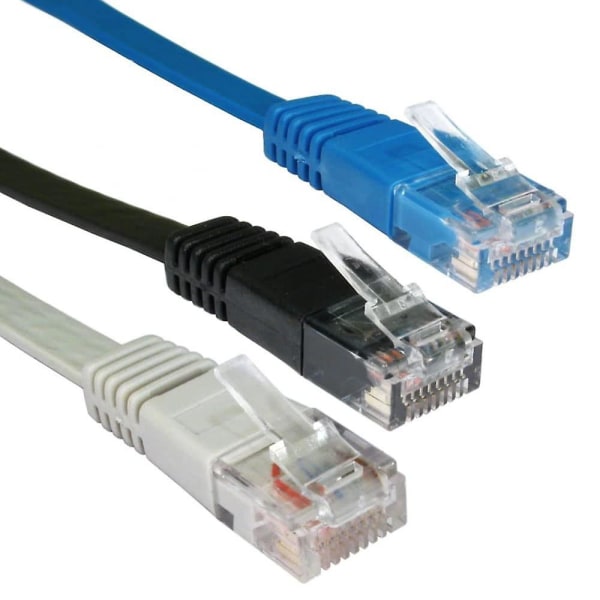 Fladt Ethernet Cat5e netværkskabel - Slankt, tyndt, lavprofil LAN-kabel til internetforbindelse til Xbox, Ps4, modem, router, pc, smart-tv,