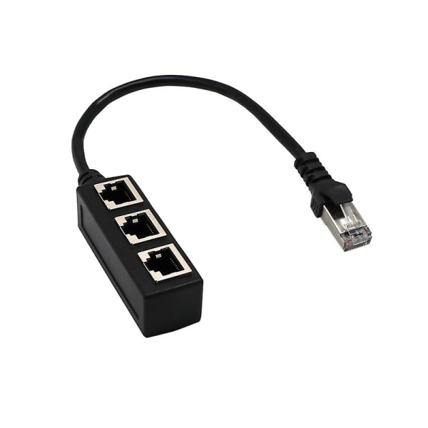 Rj45 Ethernet Splitter Stabil Slidbestandig Pvc 1 til 3 måder Lan Ethernet-kabelstik til computere