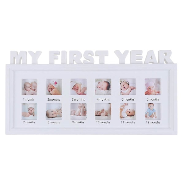 Unik "My First Year" 12 månaders fotoram för spädbarn, nyfödda, minnesvärda foton