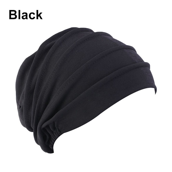 Kvinners muslimsk turban caps hijabs myk bomull hodeplagg elastisk søvn chemo caps hårtap hode skjerf vinter varme caps black