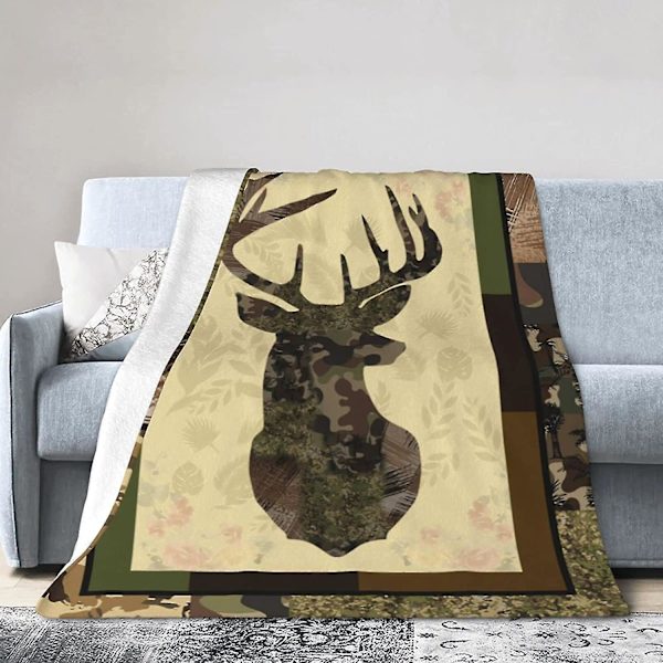 Hjort Kamouflage Kastfilt Mysig Plysch Camo Jakt Flanell Fleece Ultra Mjuk Filt Unisex Lätt Fuzzy Party Filt Gåvor För Vuxna Män