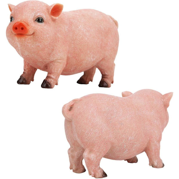 Realistisk Resin Piglet Håndlaget Resin Piglet Naturlig Farge Skrivebordsdekorasjon Polyresin